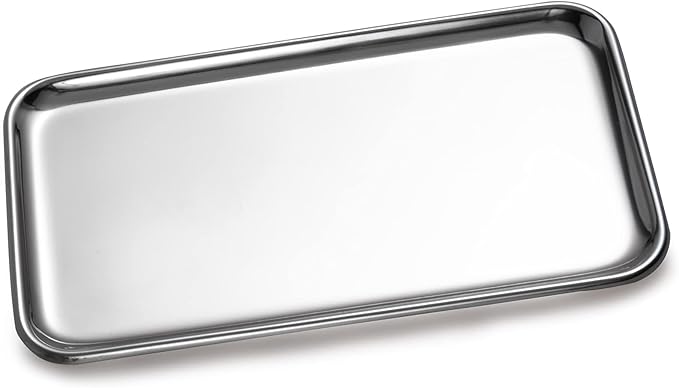IMEEA Small Stainless Steel Tray, SUS304 Stainless Steel Vanity Tray for Jewelry, Perfume, Keys, Compact Bathroom Countertop Organizer, 8 x 4.64 Inch