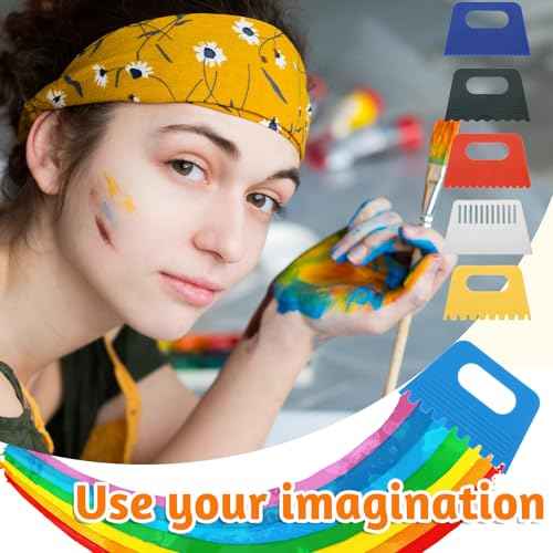 5 PCS Textured Art Tools, Plastic Paint Putty Scraper, Textured Art Supplies Scrapers, Texture Tool for DIY Graffiti Oil Painting, Drawing Plaster Texture Tools