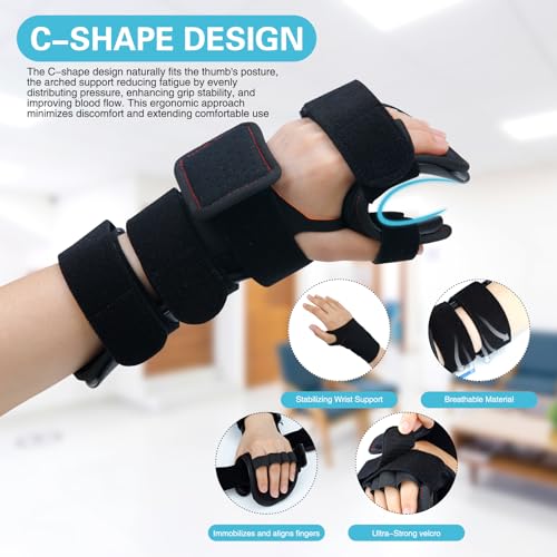 Stroke Resting Hand Splint & Wrist Brace Support Bundle - Prevent Flexion Contractures, Night Immobilizer Wrist Finger Brace with Finger Separator for Stroke Recovery, Arthritis, Tendinitis