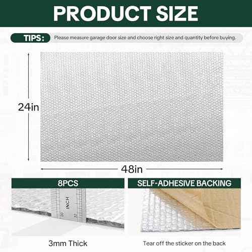 BALAPET Self-Adhesive Garage Door Insulation Kit, 8pcs 24" x 48" Garage Insulation Panels,Double Bubble Reflective Aluminum Foil Winter Clod and Summer Heat for Garage Attic Wall