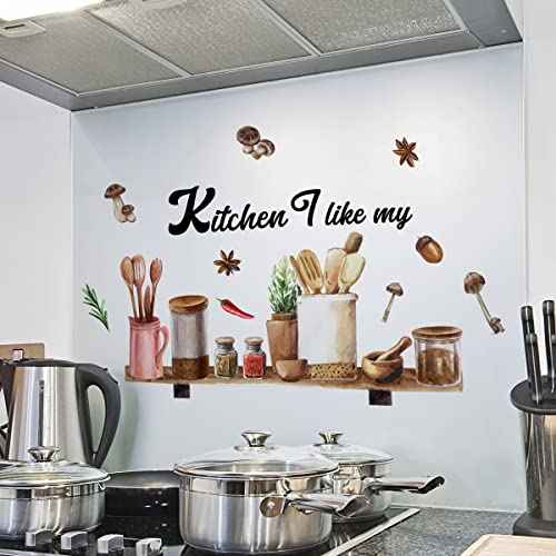 Kitchenware Utensil Shelf Wall Decals I Like My Kitchen Wall Stickers for Kitchen Wall Decor