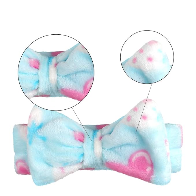 AOPRIE 6 Pieces Women's Spa Headbands - Soft Coral Fleece Bow Hair Wraps for Facial Makeup, Face Washing, and Shower