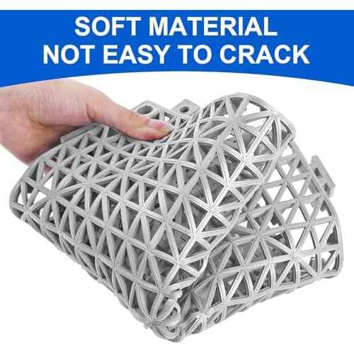 MYFAMIREA Modular Interlocking Cushion 24 Pack 11.8" x 11.8" Rubber Floor Tiles Non-Slip Splicing Drainage Mats for Deck, Pool, Outdoor Shower, Patio, Balcony, Indoor Bathroom, Kitchen, Yard (Gary)