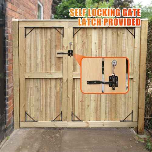 Mofeez Gate Corner Brace Bracket No Sag Kit for Shed Doors Driveway Gates Corral Gates Wood Windows (with Gate Latch 2 Sets)