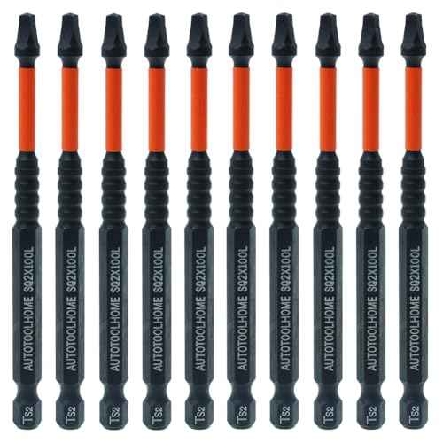 AUTOTOOLHOME 10 Pack #2 Square Driver Bit 4 inch Long Square Impact Drill Bit for Pocket Hole Jig System SQ2 Bits