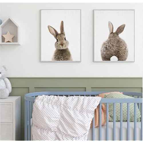 Canvas Bunny Wall Art Nursery Decor,Bunny Rabbit Pictures Wall Decor for Nursery, Rabbit Wall Art Decor,Bunny Prints Wall Art Decor Neutral for Baby Nursery Girls Boys,11" X 14",UNFRAMED