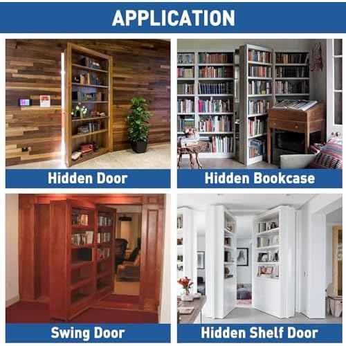 TamBee Door Pivot Hinge Heavy Duty Hidden Bookcase Hinges Secret Door Hinges 360 Degree Shaft Stainless Steel Invisible Door Hinge Hardware