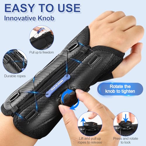 NEENCA Carpal Tunnel Wrist Brace for Night Support,Knob Adjustable Hand Brace for Tendonitis,Arthritis Pain，Sprain,Wrist Splint Support with Sleeves for Women&Men. (Right Hand, Medium)