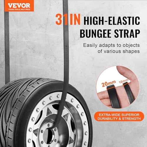 VEVOR 31" Rubber Bungee Cords, Weatherproof EPDM Rubber Tie Down Straps with Crimped S Hooks, Heavy Duty Outdoor Tarp Straps for Securing Flatbed Trailers, Canvases, Cargo, and More (50 Pack)