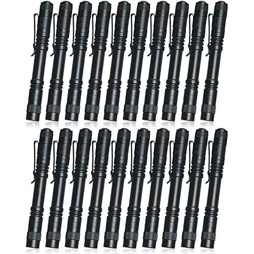 Vinsot 20 Pack LED Pen Lights Bulk Large Pen Light Flashlights Pocket 5.12 Inch LED Torch with Clip Aluminum Waterproof Flashlight for Nurses Hospital Outdoor Camping Emergency Hiking
