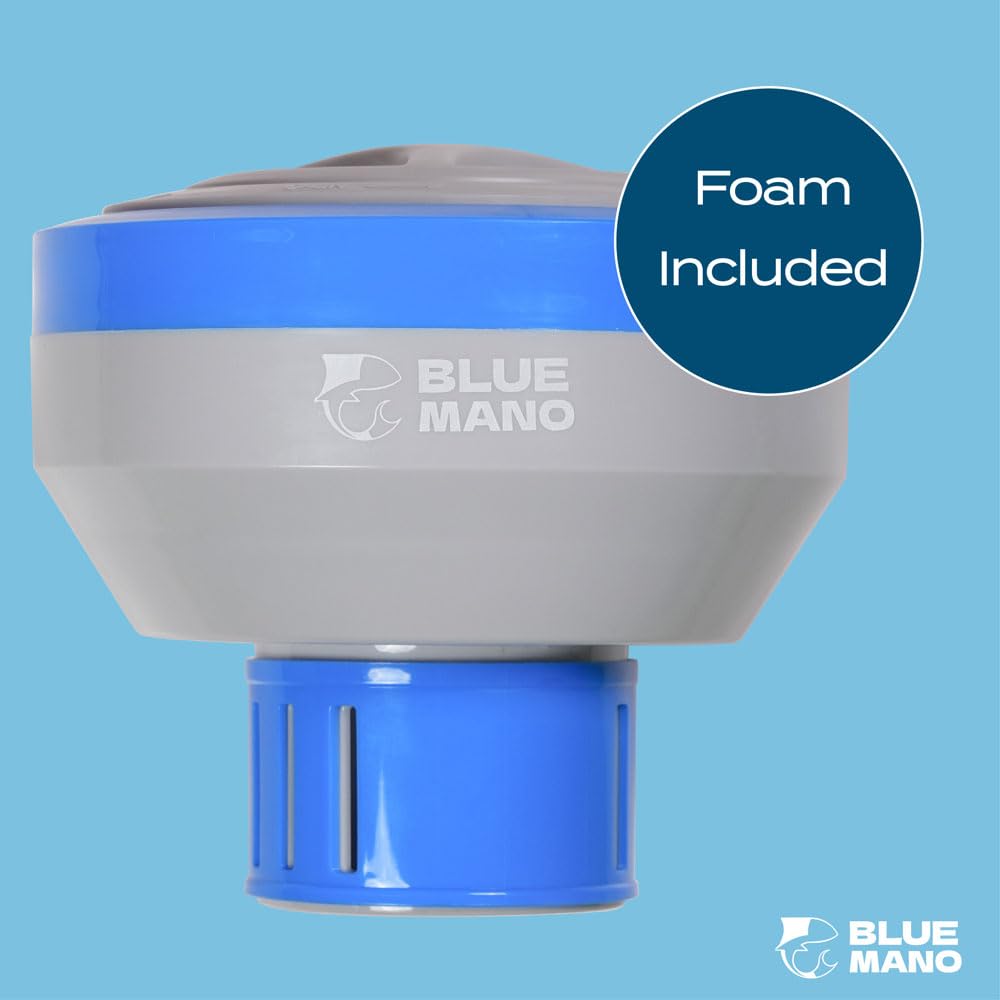 Blue Mano Chlorine Floater (V2.0 Upgraded) for 3 inch Tabs with Refill Warning, Durable Design, 7 inch Large Dispenser for Inground and Above Ground Swimming Pool