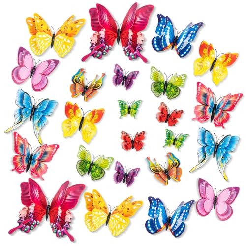 Butterfly Wall Decor, 24 PCS 3D Butterflies Stickers£¬Art Decor Wall Stickers for Party Decorations, Babys Bedroom
