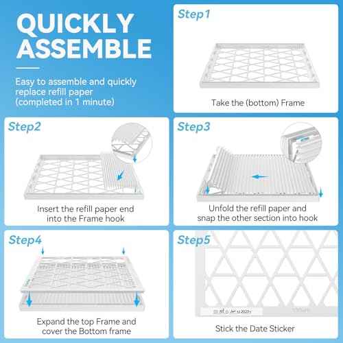 Reusable 14x14x1 Air Filter (MERV 8), 1 Foldable Frame + 6 Refills (Not Individual Filters), Greener HVAC AC Furnace Air Filters MPR 700&FPR 5(Actual Size:13.75"x13.75"x0.75")