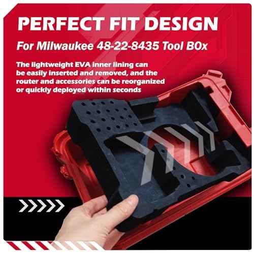 Precision-Cut EVA Foam Insert for Router Storage | Fits Packout Organizer for Milwaukee 2723-20 | EVA Foam Insert with Accessory Slots | (Tool/Tool Box Not Included)