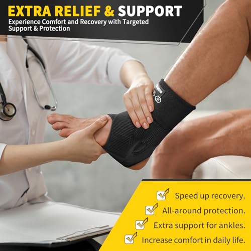 CAMBIVO Ankle Brace for Women & Men, Compression Ankle Support for Sprain & Strain, Achilles Tendonitis, Plantar Fasciitis & Recovery, Ankle Sleeve for Running, Basketball, Football, Daily Use