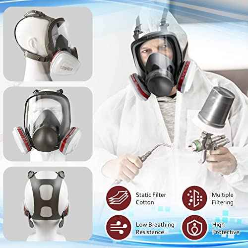 2 Set 6800 Full Face Gas Mask - Anti-fog, Dust-proof Respirator with 2097 & 6001CN Filters Protection for Painting, Chemicals, Polishing, Welding