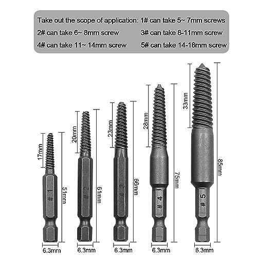 Mesee 10 Pieces Damaged Screw Remover and Extractor Set 1/4 Inch Hex Shank Broken Screw Extractor Drill Bit Screws Bolts Quick Stripped Removal Tool