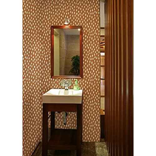 HAOKHOME Peel and Stick Wallpaper Boho Modern Dots Wall Paper Removable for Bathroom Caramel/White Contact Paper 17.3in x 9.8ft