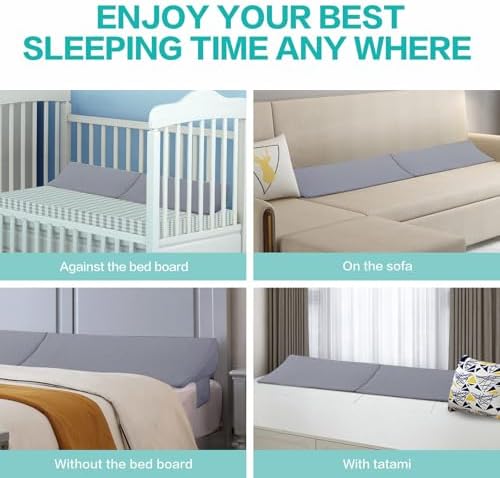 SLIGUY Full Size Bed Wedge Pillow Headboard Pillow Mattress Wedge Bed Gap Filler Fill The Gap (0-7") Between Your Headboard and Mattress for Sleeping Backrest Pillow（Grey 54"x10"x6"