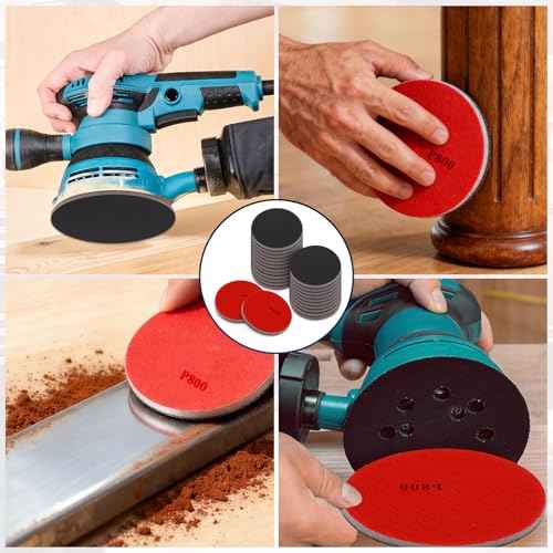 20 Pcs 800 Grit Sanding Sponge Discs, Hook and Loop Sanding Block Wet Dry Sandpaper Sponge Discs, Soft Foam Sanding Pads Washable & Reusable Sand Block for Metal Wood Polishing (800 Grit)