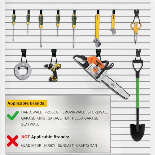 Slatwall Accessories, 22 Pack Heavy Duty Steel Slatwall Hooks, Multi-Size Slat Wall Hanging Hooks for Ladders, Bikes, Garage and Garden Tools (ProSlat & Slatwall Panel Compatible)