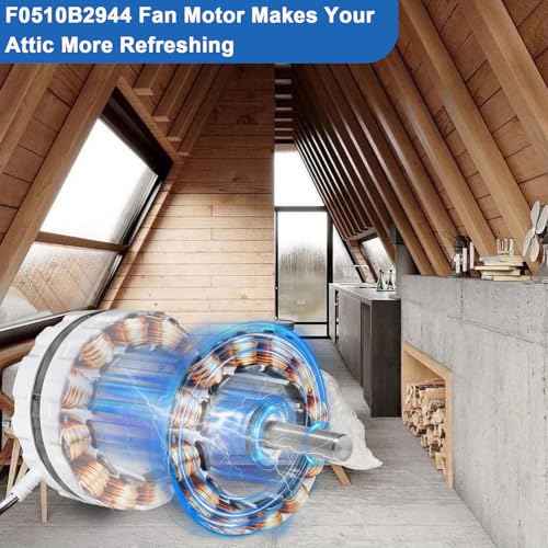 F0510B2944 Attic Ventilation Fan Motor, Compatible with Lomanco 2000 and 1800 Series Attic Ventilation Motors, Replacement F0510B2497 A0416B2059 A0510B2389 (Universal Kit Included)