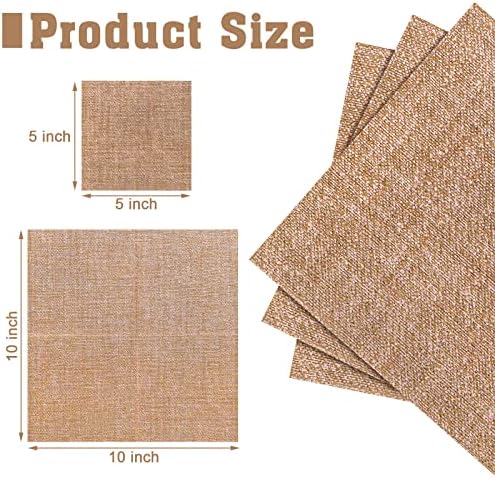 Spiareal 100 Pcs Burlap Paper Napkins 10 x 10 Inches Rustic Brown Disposable Dinner Decorative Cocktail Napkins for Party Wedding Birthday