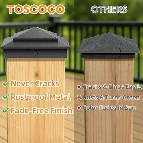 6" x 6" Aluminum Pyramid Post Caps Fits Actual 5.5" x 5.5" Wood/Cedar Posts, 8-Pack Unbreakable Fence Post Caps Cover for Outdoor Fences, Decks, and Mailbox Posts