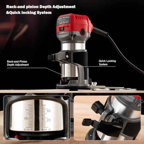 Router Tool 800W Wood Router for Woodworking Tools Compat Router Plunge Router Trim Router with 12pcs 1/4" Router Bits 31000r/Min 110V,Tool Box (US7)