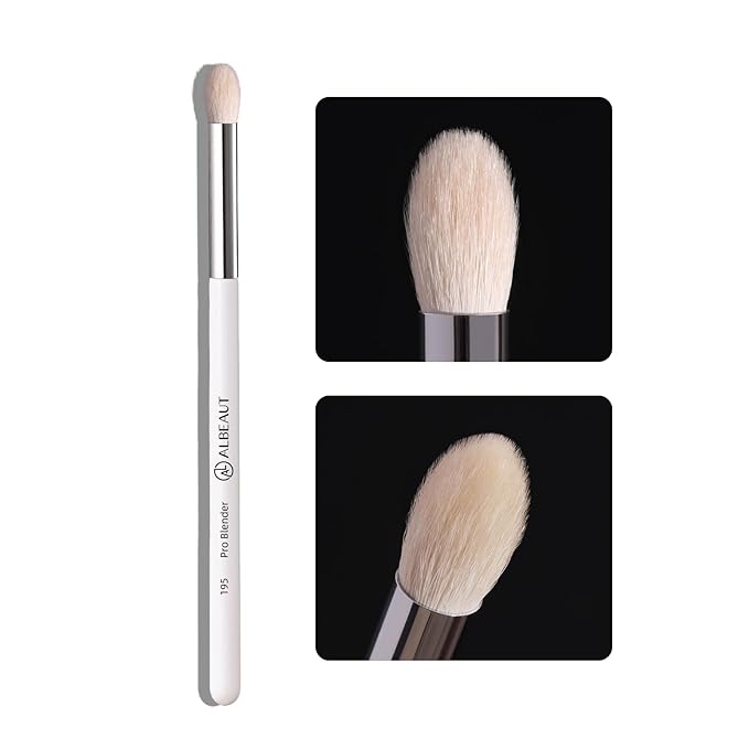 Tapered Eye Shadow Brush, Medium Powder Eyeshadow Blending Brush for Crease, Fluffy Eye Makeup Tool for Women and Girls (195 Pro Blender)