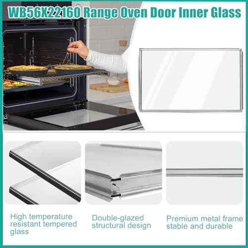 WB56X22160 Range Oven Inner Door Glass, Window Pack Assembly, Double-Layer Glass, Replacement part number: WB55T10154, WB56T10152, WB56X26391, 3379163, Compatible for GE Range/Electric Oven/Wall Oven
