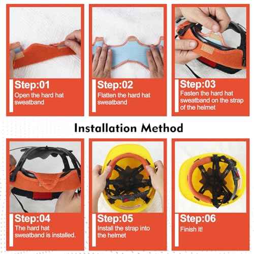 20 Pcs Reusable Sweat Bands for Hard Hats, Washable Cotton Hard Hat Liner and Comfort Pad