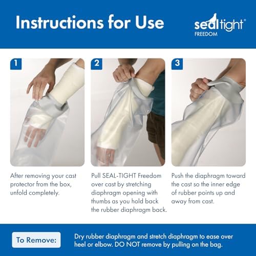 Brownmed Seal-Tight Freedom Cast & Bandage Protector - Waterproof Shower Cover for Arm Casts & Injuries - Universal