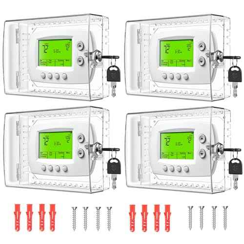 TRJ 4PCS Large Thermostat Lock Box with Key, Clear Thermostat Cover with Lock for Thermostat on Wall, Lockable Thermostat Lock Box Cover, AC Lock Box Cover with Key Fit Thermostat 4"H x6"W or Smaller