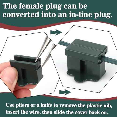 72 Pack Male and Female Vampire Plugs SPT 1 Christmas Light Connector Green Zip Cord Gilbert Slip Plug Electrical Light Adapter Extension Cord Ends Pack for Halloween Christmas Holiday Party