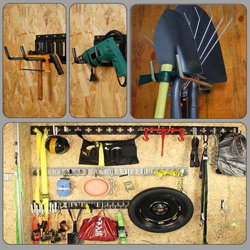 E-Track Heavy Duty J Hook Hanger, Durable Steel Tool Hanger for Shovels, Long-Handled Tools, Cargo Vans, Enclosed Trailers | X-Track Accessories for Cargo Tie-Down Systems (Black) (5)