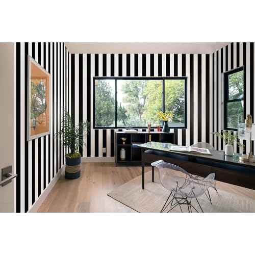 Guvana Stripe Black and White Peel and Stick Wallpaper Self-Adhesive Wallpaper 118"x17.7" Removable Contact Paper Waterproof Wall Paper Decorative Wall Covering Cabinets Shelves Drawer Liner Vinyl