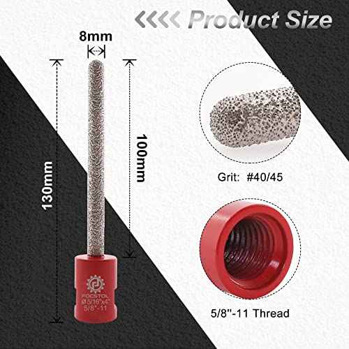 FOCSTOL Diamond Mortar Raking Bit - 5/16'' x 4''(8mm x 100mm) Diamond Mortar Router for Mortar Raking Tuck Pointing Masonry Stone Brick Removal 5/8''-11 Thread