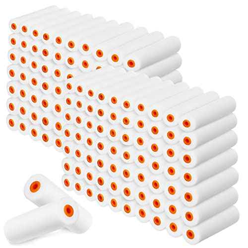 Leumoi 160 Pcs 4 Inch Foam Mini Paint Roller Covers Foam Paint Roller Small High Density Foam Paint Roller Refills Bulk Brings Smooth Finishes Flat Surfaces for Painting Walls Cupboards Doors