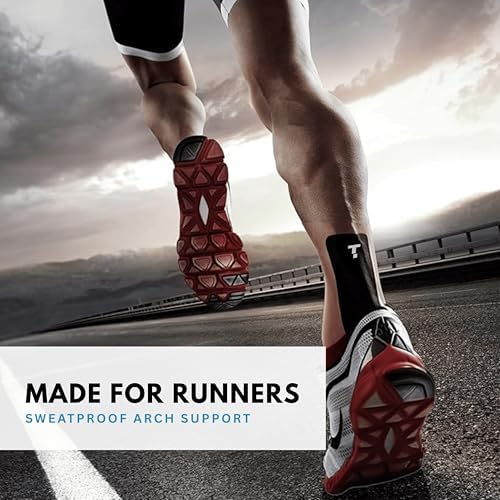 Plantar Fasciitis Tape, 20 Applications - Precut Kinesiology Tape Strips for Foot Soreness Relief - Also Great for Shin Splints - Includes 20 2x10" Strips & 40 2x5" Strips (Black, 20 Count)