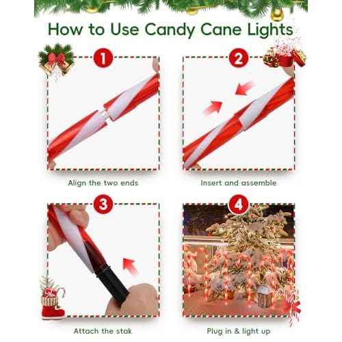 COOLWUFAN 24 Pack Christmas Candy Cane Pathway Lights, 22'' Outdoor Christmas Decorations Path Lights, Waterproof Candy Cane Yard Markers for Walkway, Lawn, Patio, Holiday Landscape Path D?cor