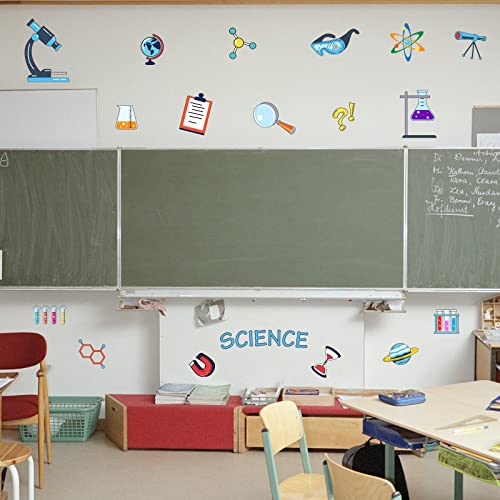 OLYCRAFT 23Count Science Element Wall Sticker Science & Lab Supplies Pattern Wall Decal Peel PVC Wall Decoration Stickers for Classroom Living Room Bedroom(11.4¡¿35.4 inches)