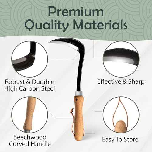 Muldale Japanese Weeding Sickle ? Curved Razor Hand Hoe Garden Tool with Ergonomic Wooden Handle for Easy Manual Weeding & Gardening