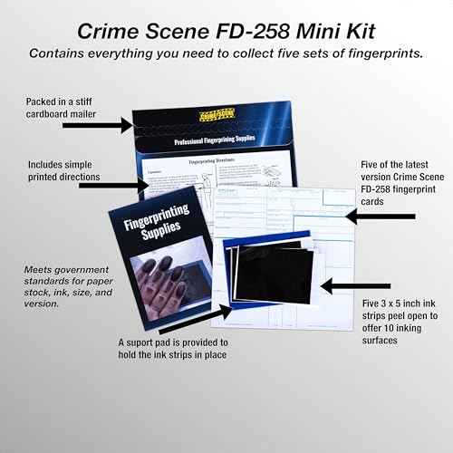 Crime Scene FD-258 Fingerprint Kit: Five Cards, Ink and Directions for use (Full)