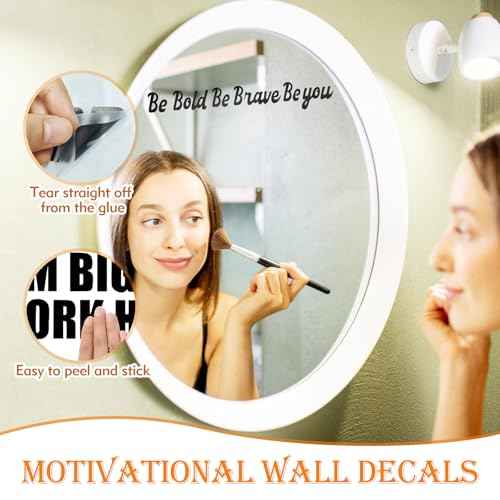 6 Sheets Decals for Walls, Inspirational Wall Stickers, Motivational Wall Decals Peel and Stick, Positive Saying Wall Art for Bedroom Office Teen Room Decor (Never Give up, Dream Big & More)
