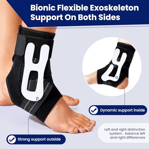 Ankle Brace for Women Men, Adjustable Ankle Support with Side Stabilizers for Ankle Sprained, Achilles, Plantar Fasciitis Injury Recovery