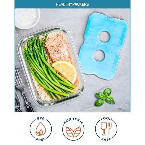 Healthy Packers Ice Packs for Lunch Boxes & Coolers - Freezer Packs - Original Cool Pack | Cooler Accessories for Beach, Camping & Fishing | Slim & Long-Lasting Reusable Ice Pack for Cooler