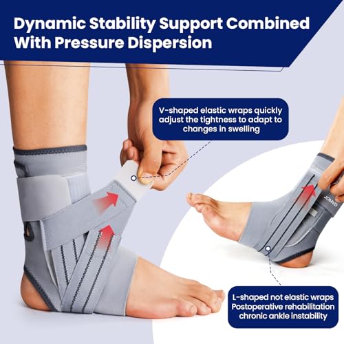 Ankle Brace for Women Men, Adjustable Ankle Support with Side Stabilizers for Ankle Sprained, Achilles, Plantar Fasciitis Injury Recovery
