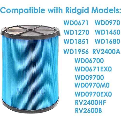VF5000 3-Layer Pleated Paper Vacuum Filter for RIDGID 5-20 Gallon Vacuums, VF3502 Replacement Vacuum Bags Compatible with Ridgid Wet/Dry Vacuum 12-16 Gallon