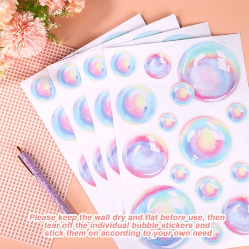 4 Sheet Bubble Wall Decal, Colourful Bubble Wall Stickers Cutouts Under The Sea Stickers Decor Ocean Bubble Wall Stickers for Kids Room Bathroom Wall Mermaid Theme Party Decoration